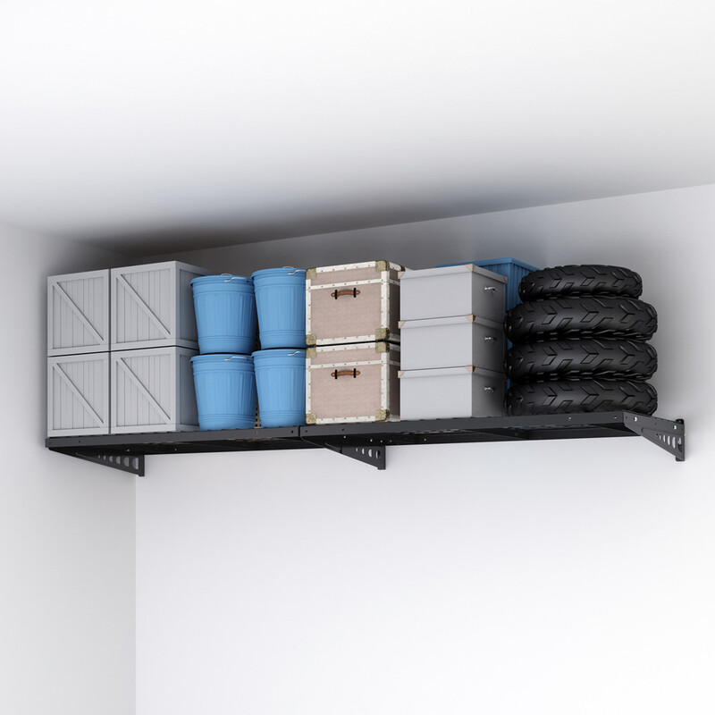 FLEXIMOUNTS Garage Wall Steel Shelves Bike Storage Rack , 2-Pack 2x4ft 24-inch-by-48-inch, Black