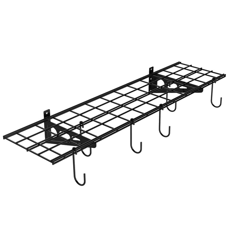 FLEXIMOUNTS Garage Wall Shelving, 1x4 ft, Includes 6 Bike Hooks, Wall Shelf Garage Organization System w/Bike Hangers, 150lbs Weight Capacity (1 Pack)
