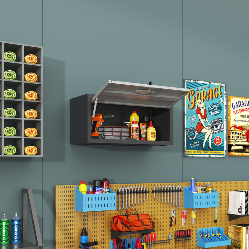 FLEXIMOUNTS WSC5BG Classic Black and Gray Metal Wall-Mounted Tool Storage Cabinet